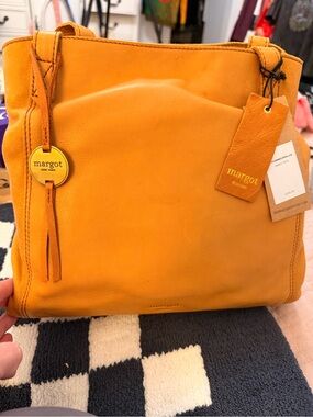 margot Yellow Leather Shoulder Tote